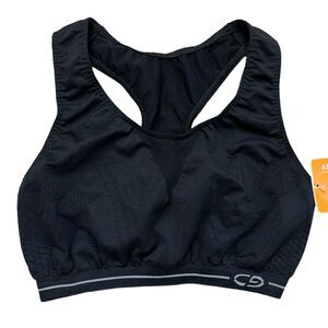 NWT C9 Champion Medium Support Seamless Racerback Bra Black White Trim S